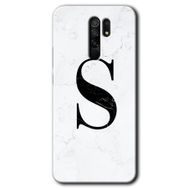 Xiaomi Redmi 9 Beyaz Mermer Desenli S Harfi Baskılı Uyumlu Silikon Kılıf