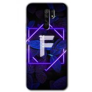 Xiaomi Redmi 9 Dark Neon Yaprak F Harfi Baskılı Uyumlu Silikon Kılıf