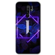Xiaomi Redmi 9 Dark Neon Yaprak I Harfi Baskılı Uyumlu Silikon Kılıf