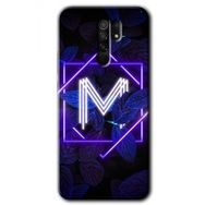 Xiaomi Redmi 9 Dark Neon Yaprak M Harfi Baskılı Uyumlu Silikon Kılıf