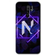 Xiaomi Redmi 9 Dark Neon Yaprak N Harfi Baskılı Uyumlu Silikon Kılıf