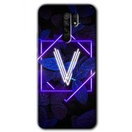 Xiaomi Redmi 9 Dark Neon Yaprak V Harfi Baskılı Uyumlu Silikon Kılıf