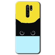 Xiaomi Redmi 9 Kara Kedi Baskılı Uyumlu Silikon Kılıf