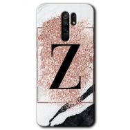 Xiaomi Redmi 9 Pembe Mermer Desenli Z Harfi Baskılı Uyumlu Silikon Kılıf