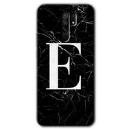 Xiaomi Redmi 9 Siyah Mermer Desenli E Harfi Baskılı Uyumlu Silikon Kılıf