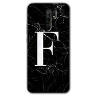 Xiaomi Redmi 9 Siyah Mermer Desenli F Harfi Baskılı Uyumlu Silikon Kılıf