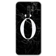 Xiaomi Redmi 9 Siyah Mermer Desenli Ö Harfi Baskılı Uyumlu Silikon Kılıf