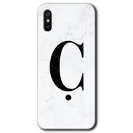 Xiaomi Redmi 9A Beyaz Mermer Desenli Ç Harfi Baskılı Uyumlu Silikon Kılıf
