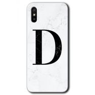 Xiaomi Redmi 9A Beyaz Mermer Desenli D Harfi Baskılı Uyumlu Silikon Kılıf