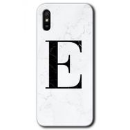 Xiaomi Redmi 9A Beyaz Mermer Desenli E Harfi Baskılı Uyumlu Silikon Kılıf