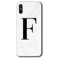 Xiaomi Redmi 9A Beyaz Mermer Desenli F Harfi Baskılı Uyumlu Silikon Kılıf