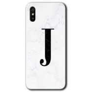 Xiaomi Redmi 9A Beyaz Mermer Desenli J Harfi Baskılı Uyumlu Silikon Kılıf