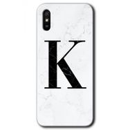 Xiaomi Redmi 9A Beyaz Mermer Desenli K Harfi Baskılı Uyumlu Silikon Kılıf