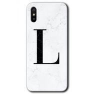Xiaomi Redmi 9A Beyaz Mermer Desenli L Harfi Baskılı Uyumlu Silikon Kılıf