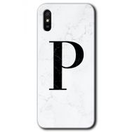 Xiaomi Redmi 9A Beyaz Mermer Desenli P Harfi Baskılı Uyumlu Silikon Kılıf