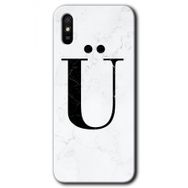 Xiaomi Redmi 9A Beyaz Mermer Desenli Ü Harfi Baskılı Uyumlu Silikon Kılıf