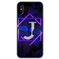 Xiaomi Redmi 9A Dark Neon Yaprak J Harfi Baskılı Uyumlu Silikon Kılıf