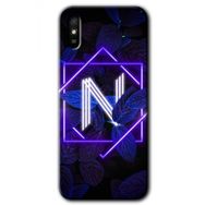 Xiaomi Redmi 9A Dark Neon Yaprak N Harfi Baskılı Uyumlu Silikon Kılıf