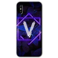Xiaomi Redmi 9A Dark Neon Yaprak V Harfi Baskılı Uyumlu Silikon Kılıf