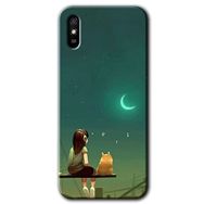 Xiaomi Redmi 9A Kedili Kız Baskılı Uyumlu Silikon Kılıf