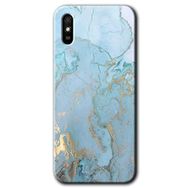 Xiaomi Redmi 9A Mavi Gold Mermer Baskılı Uyumlu Silikon Kılıf