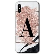 Xiaomi Redmi 9A Pembe Mermer Desenli A Harfi Baskılı Uyumlu Silikon Kılıf