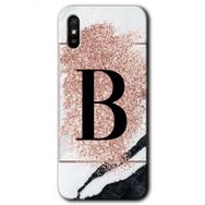 Xiaomi Redmi 9A Pembe Mermer Desenli B Harfi Baskılı Uyumlu Silikon Kılıf