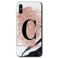 Xiaomi Redmi 9A Pembe Mermer Desenli C Harfi Baskılı Uyumlu Silikon Kılıf