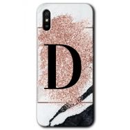 Xiaomi Redmi 9A Pembe Mermer Desenli D Harfi Baskılı Uyumlu Silikon Kılıf