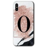 Xiaomi Redmi 9A Pembe Mermer Desenli K Harfi Baskılı Uyumlu Silikon Kılıf