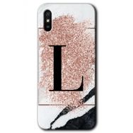 Xiaomi Redmi 9A Pembe Mermer Desenli L Harfi Baskılı Uyumlu Silikon Kılıf