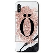 Xiaomi Redmi 9A Pembe Mermer Desenli Ö Harfi Baskılı Uyumlu Silikon Kılıf