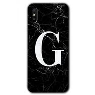 Xiaomi Redmi 9A Siyah Mermer Desenli G Harfi Baskılı Uyumlu Silikon Kılıf