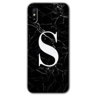 Xiaomi Redmi 9A Siyah Mermer Desenli S Harfi Baskılı Uyumlu Silikon Kılıf
