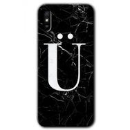 Xiaomi Redmi 9A Siyah Mermer Desenli U Harfi Baskılı Uyumlu Silikon Kılıf