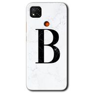 Xiaomi Redmi 9C Beyaz Mermer Desenli B Harfi Baskılı Uyumlu Silikon Kılıf