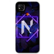 Xiaomi Redmi 9C Dark Neon Yaprak N Harfi Baskılı Uyumlu Silikon Kılıf