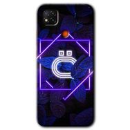 Xiaomi Redmi 9C Dark Neon Yaprak O Harfi Baskılı Uyumlu Silikon Kılıf