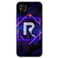 Xiaomi Redmi 9C Dark Neon Yaprak R Harfi Baskılı Uyumlu Silikon Kılıf