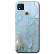 Xiaomi Redmi 9C Mavi Gold Mermer Baskılı Uyumlu Silikon Kılıf