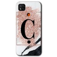 Xiaomi Redmi 9C Pembe Mermer Desenli C Harfi Baskılı Uyumlu Silikon Kılıf