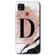 Xiaomi Redmi 9C Pembe Mermer Desenli D Harfi Baskılı Uyumlu Silikon Kılıf