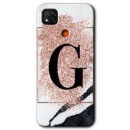 Xiaomi Redmi 9C Pembe Mermer Desenli G Harfi Baskılı Uyumlu Silikon Kılıf
