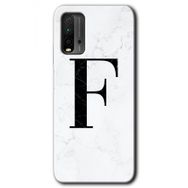 Xiaomi Redmi 9T Beyaz Mermer Desenli F Harfi Baskılı Uyumlu Silikon Kılıf