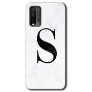 Xiaomi Redmi 9T Beyaz Mermer Desenli Ş Harfi Baskılı Uyumlu Silikon Kılıf