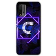 Xiaomi Redmi 9T Dark Neon Yaprak C Harfi Baskılı Uyumlu Silikon Kılıf