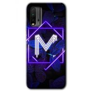 Xiaomi Redmi 9T Dark Neon Yaprak M Harfi Baskılı Uyumlu Silikon Kılıf