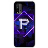 Xiaomi Redmi 9T Dark Neon Yaprak P Harfi Baskılı Uyumlu Silikon Kılıf