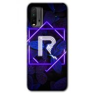Xiaomi Redmi 9T Dark Neon Yaprak R Harfi Baskılı Uyumlu Silikon Kılıf