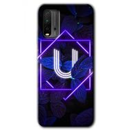 Xiaomi Redmi 9T Dark Neon Yaprak U Harfi Baskılı Uyumlu Silikon Kılıf